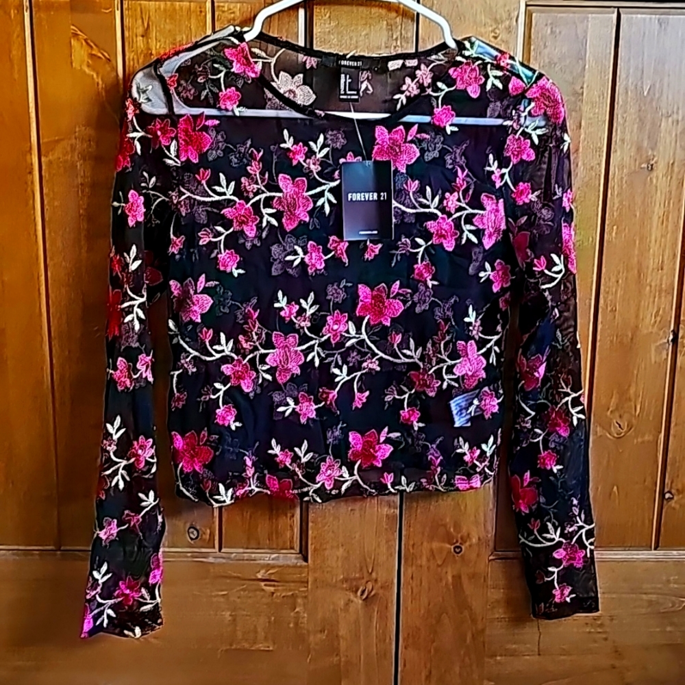 NWTS Forever 21 Sheer long sleeve pull over